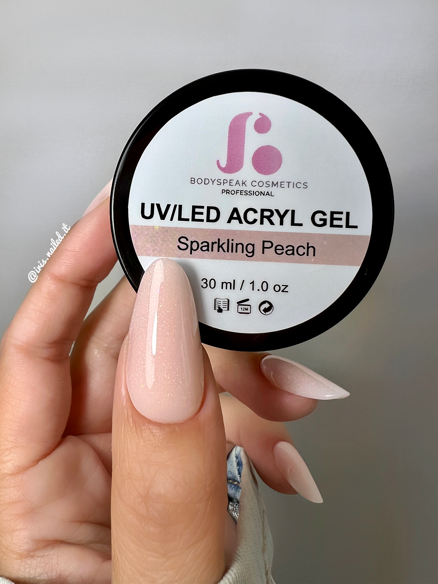 Sparkle Peach | BSC Acryl Gel in pot 30 gram.